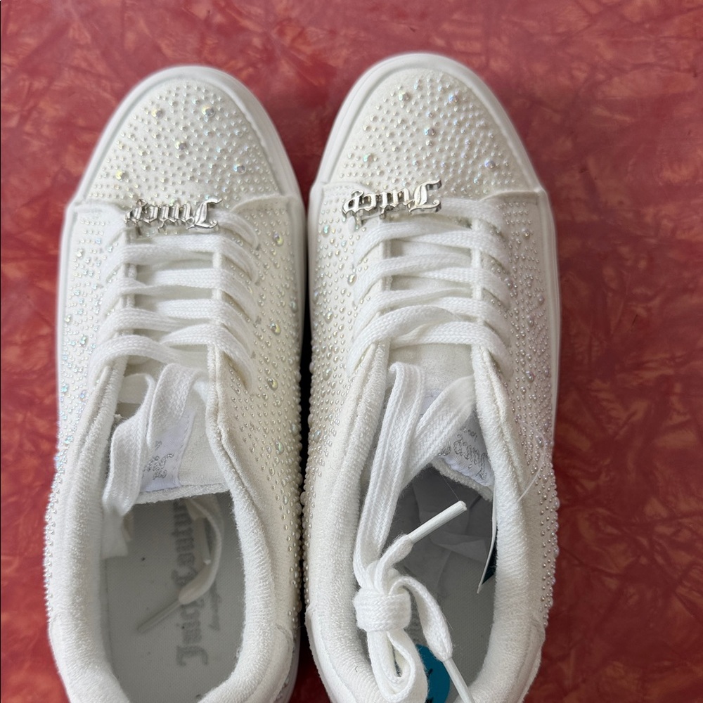 Juicy Couture White Crystal-Embellished Women's Sneakers